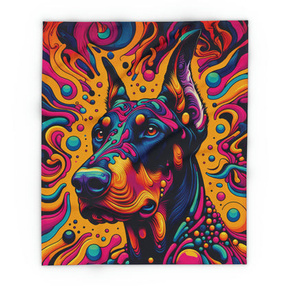 Vibrant Doberman Arctic Fleece Blanket