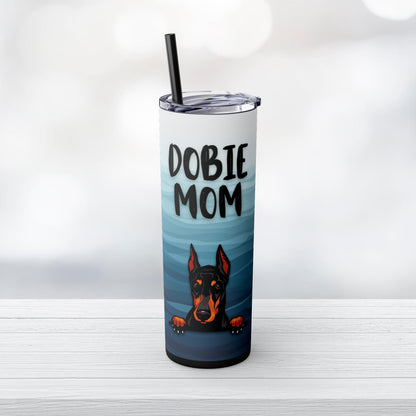 Dobie Mom Skinny Tumbler with Straw, 20oz