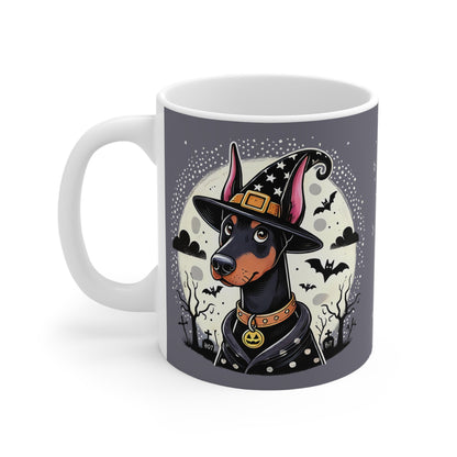 Doberman Witch Ceramic Mug