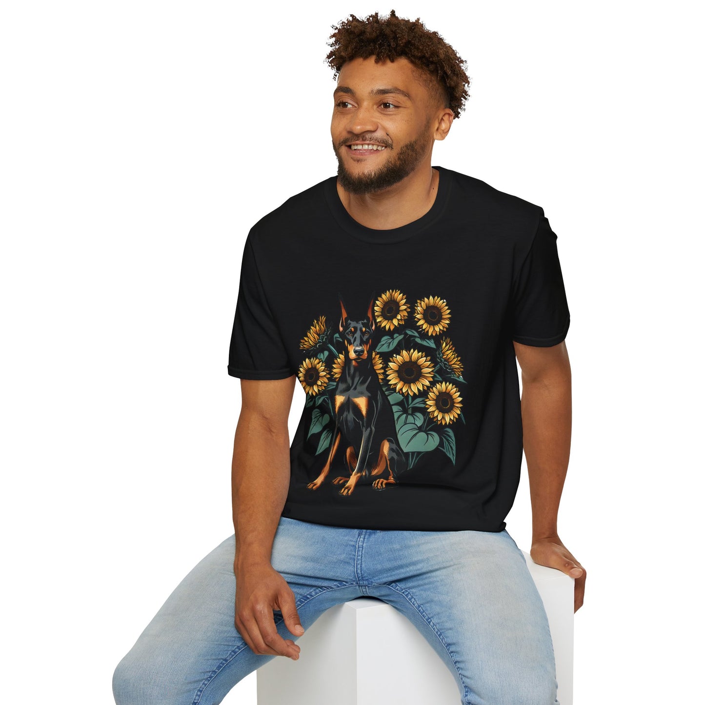 Doberman Sunflowers Unisex Tee