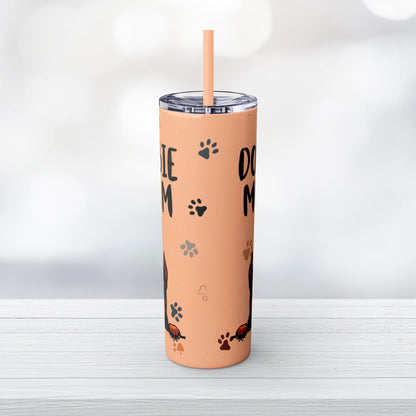 Dobie Mom Skinny Tumbler with Straw, 20oz