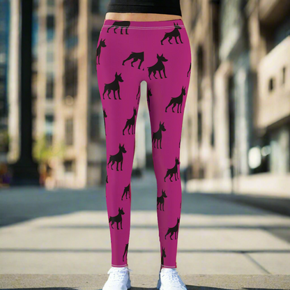 Passion Pink Doberman Silhouette Leggings