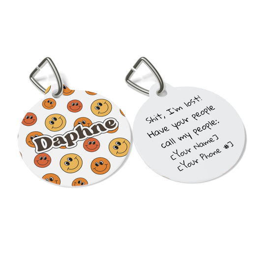 Groovy Emoji Personalized Dog ID Tag