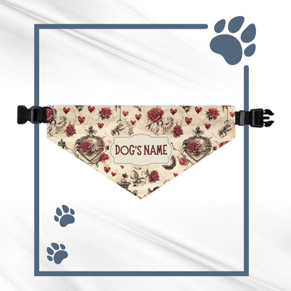 Renaissance Rose Personalized Dog Bandana With Adjustable Collar