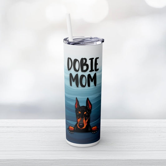 Dobie Mom Skinny Tumbler with Straw, 20oz