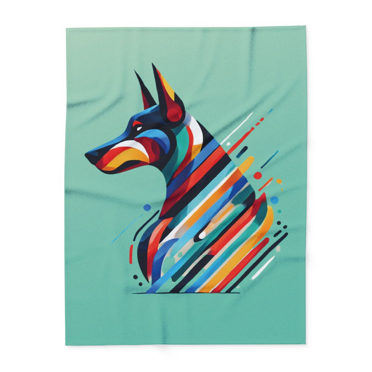 Colorful Abstract Doberman Fleece Blanket