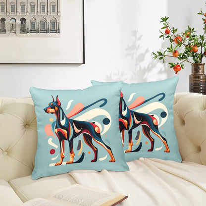 Abstract Doberman Pillow Peach Skin Pillowcase 18"x18" (One Side Printing)(2 Pack)