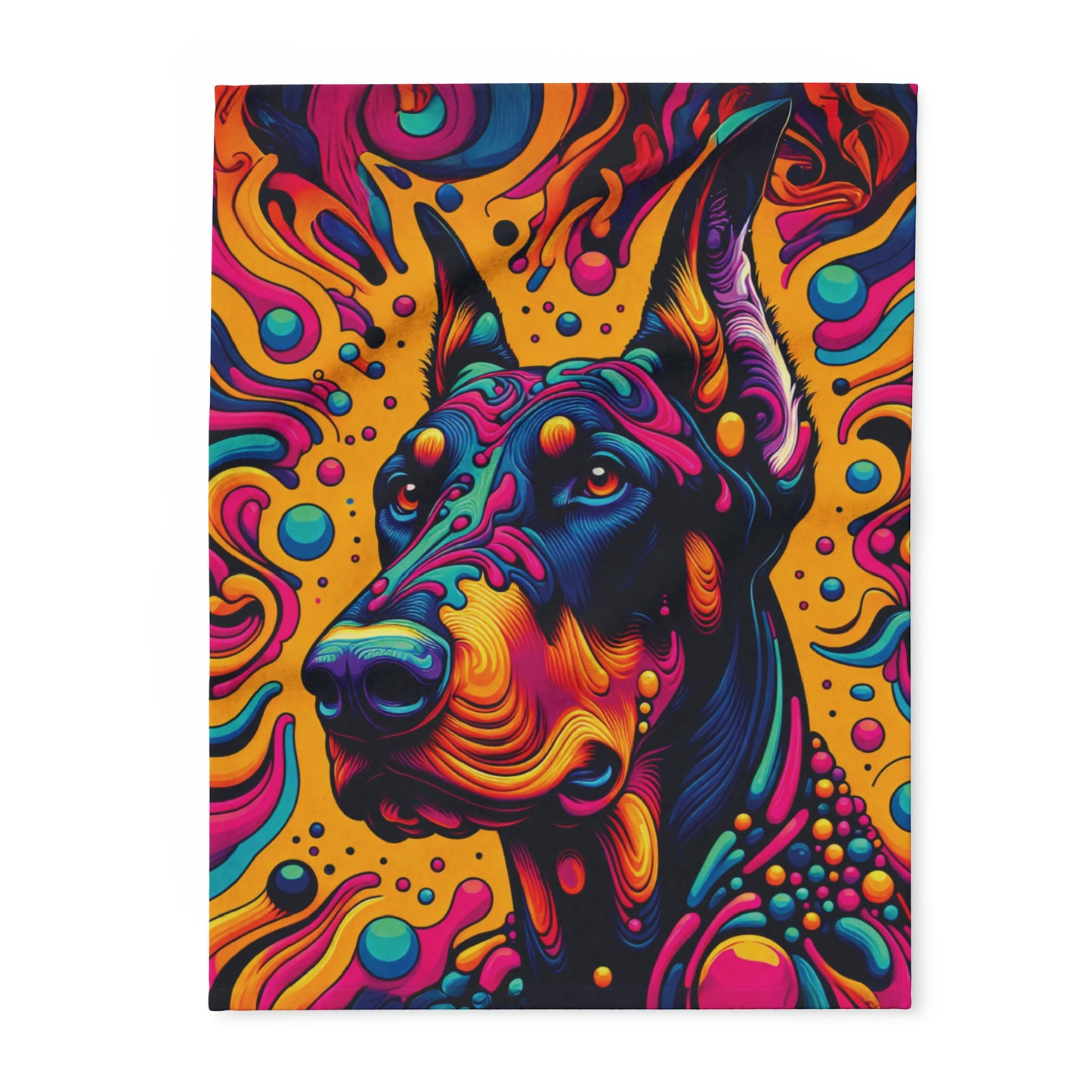 Vibrant Doberman Arctic Fleece Blanket