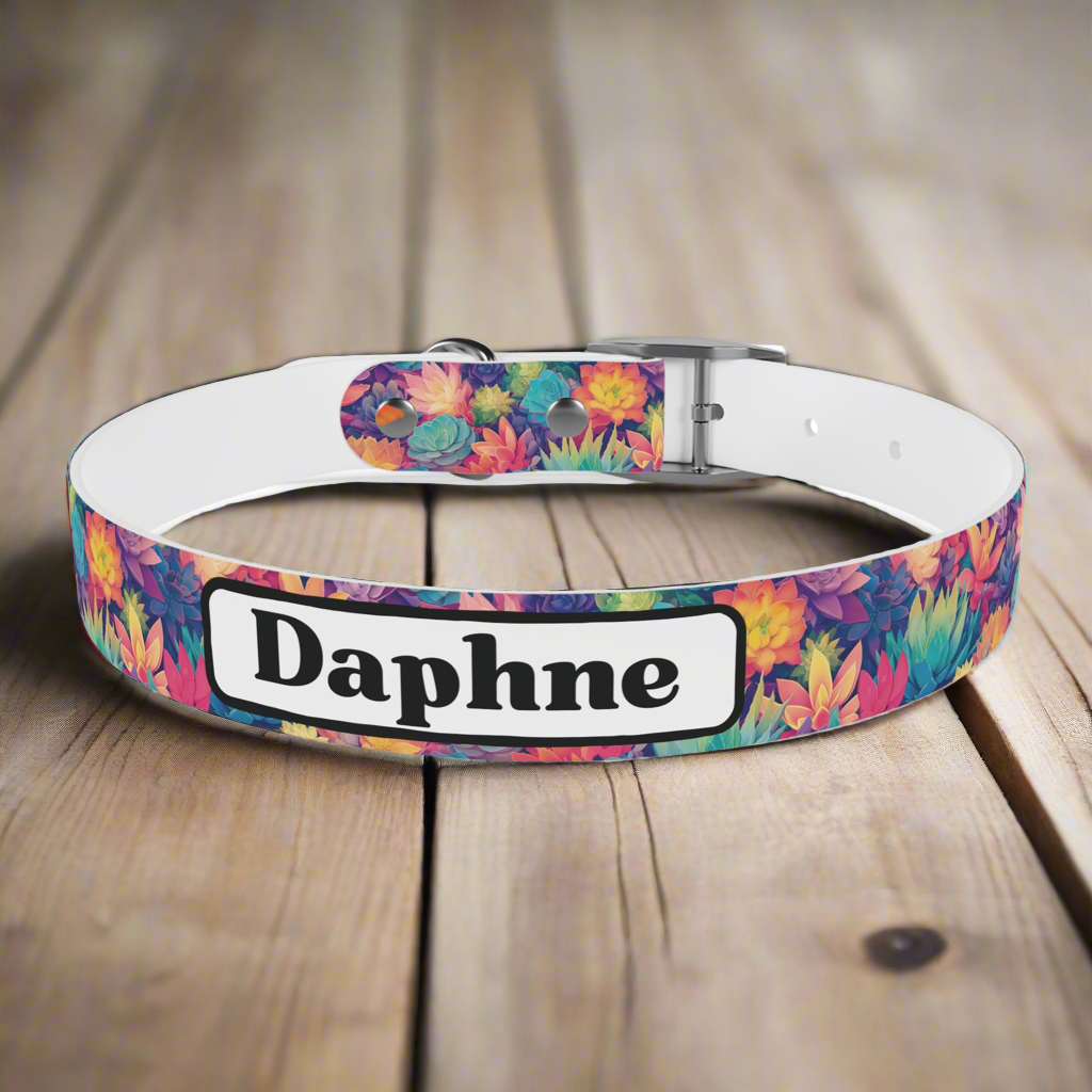 Personalized Pastel Succulents Dog Collar