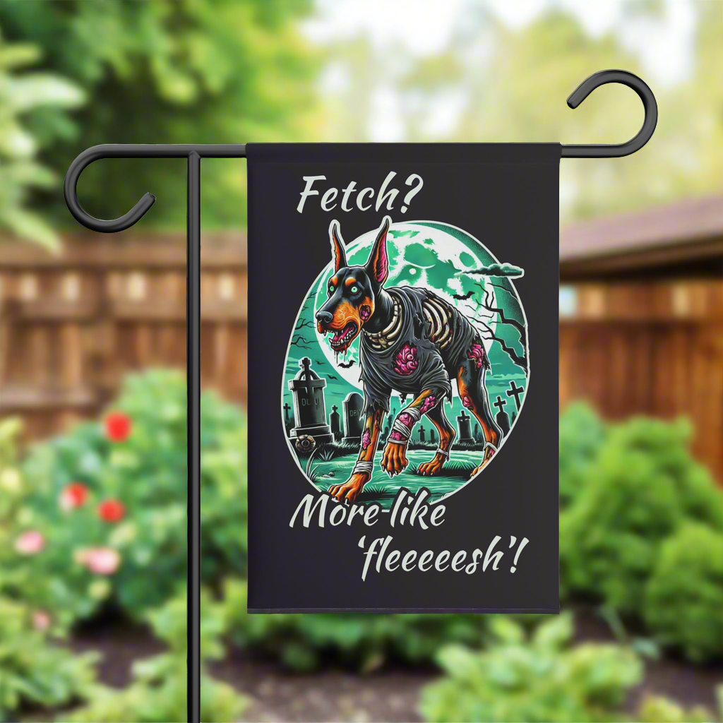 Zombie Doberman Halloween Garden Flag