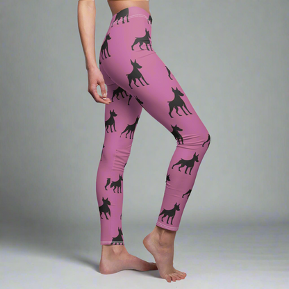 Pink Doberman Silhouette Leggings