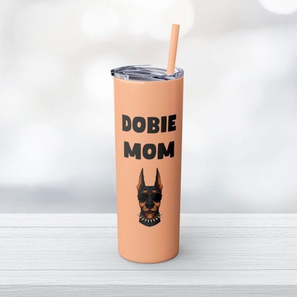 Dobie Mom Glitter Tumbler with Straw, 20oz - Image 24