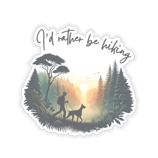 Doberman Hiking Vinyl Sticker - Dog Nature Decal - Available in 4 Sizes - Image 2