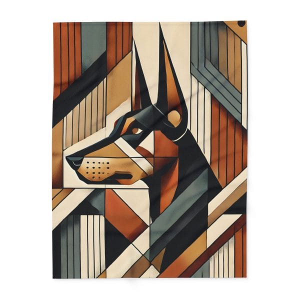 Modern Abstract Doberman Fleece Throw Blanket - Image 7