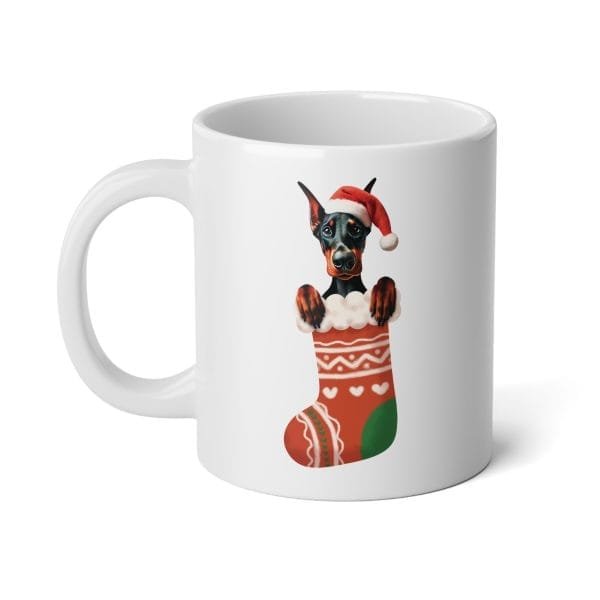 Doberman Holiday Stocking 20oz Ceramic Mug - Pet Lover's Christmas Collection