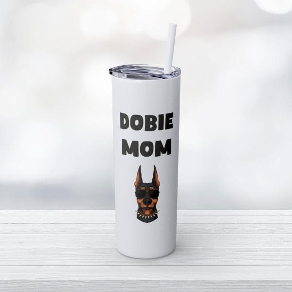 Dobie Mom Glitter Tumbler with Straw, 20oz - Image 34