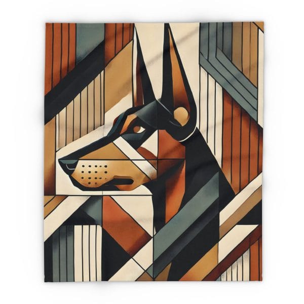 Modern Abstract Doberman Fleece Throw Blanket - Image 4