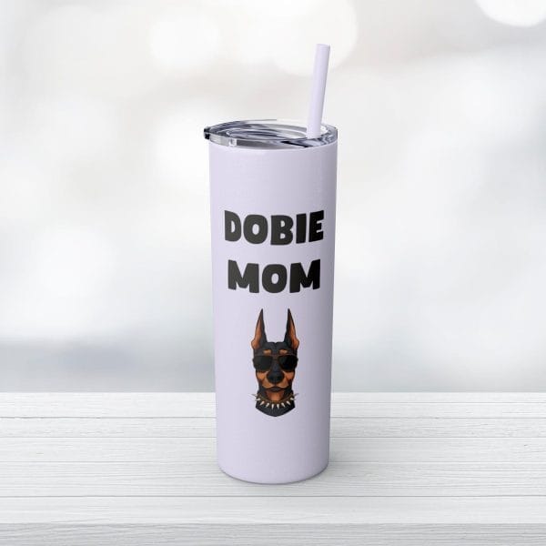 Dobie Mom Glitter Tumbler with Straw, 20oz - Image 39