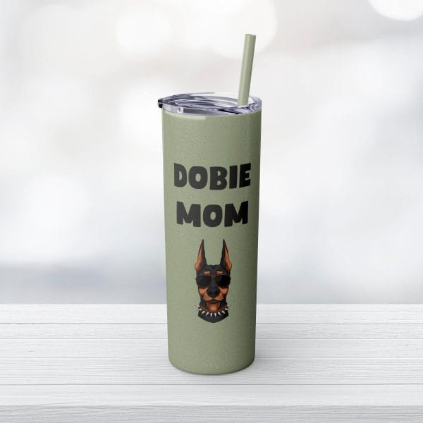 Dobie Mom Glitter Tumbler with Straw, 20oz - Image 29