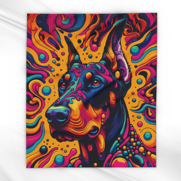 Psychedelic Doberman Arctic Fleece Blanket - Image 2