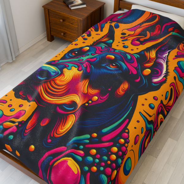 Psychedelic Doberman Velveteen Plush Blanket