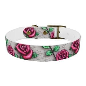 vintage roses personalized dog collar