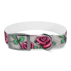 vintage roses personalized dog collar