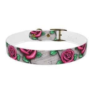 vintage roses personalized dog collar