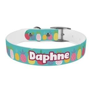 funky pineapples personalized dog collar