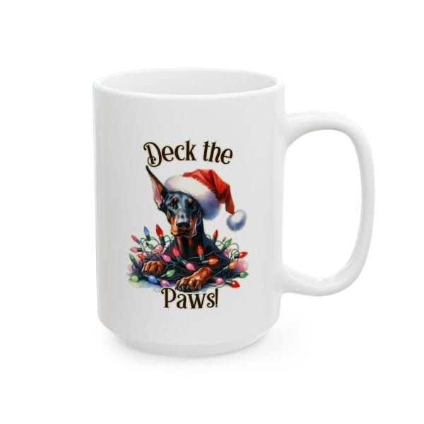 Ceramic Mug: Deck the Paws Holiday Doberman - Perfect Christmas Pet Lover Gift - Image 3