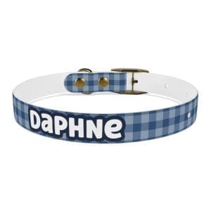 navy plaid personalized dog collar