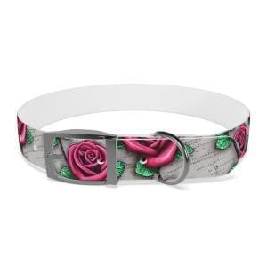 vintage roses personalized dog collar