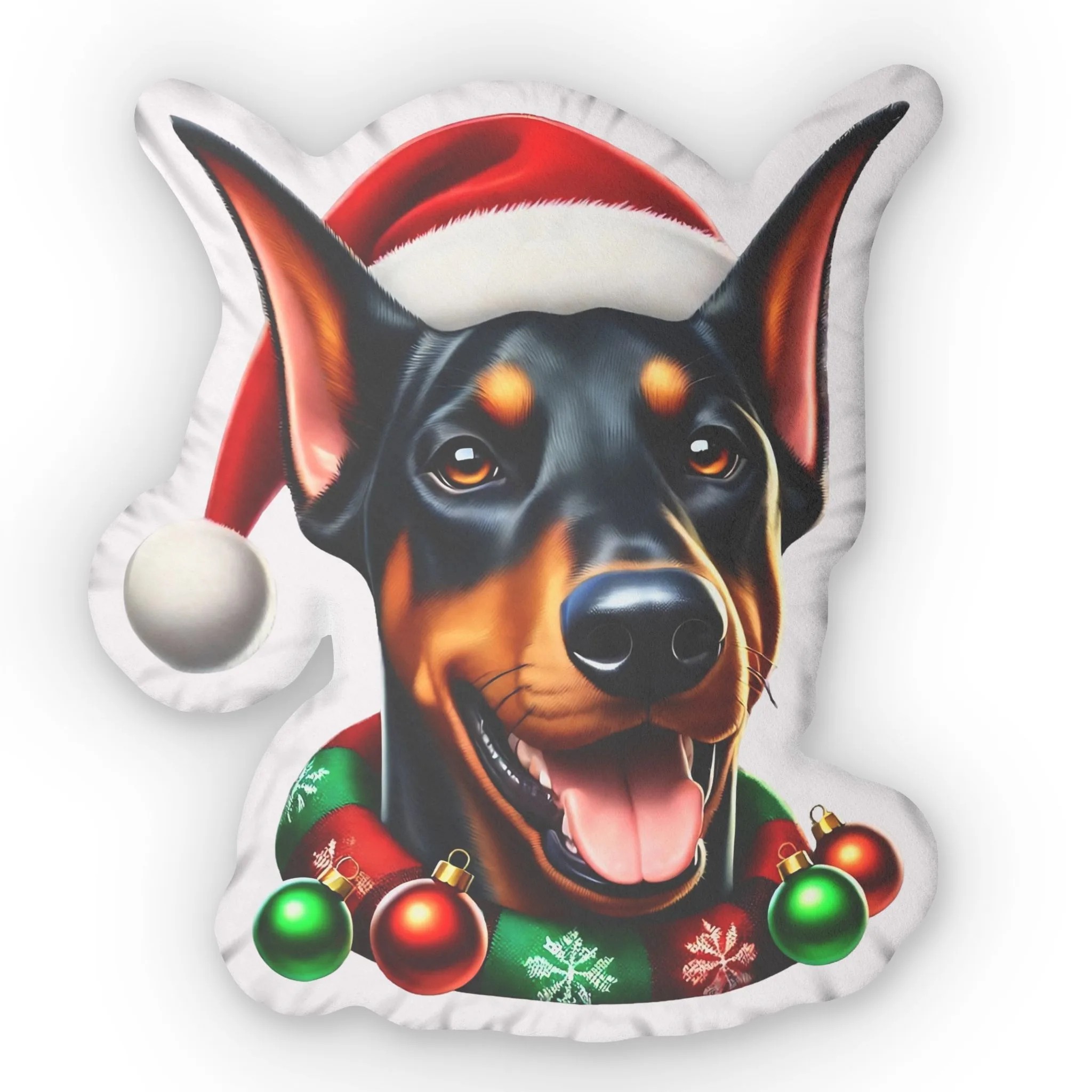 Santa Dobie Emoji Custom Shaped Pillow