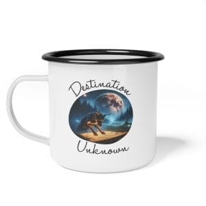 destination unknown enamel camp cup