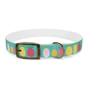 funky pineapples personalized dog collar