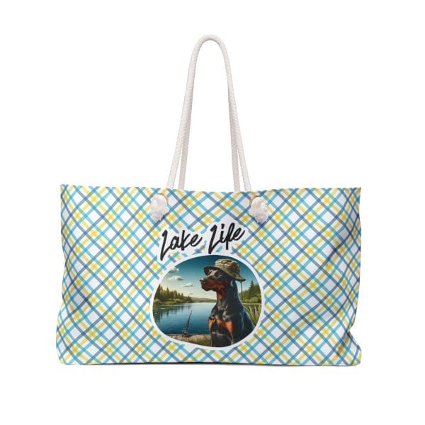 Weekender Tote Bag Lake Life Doberman