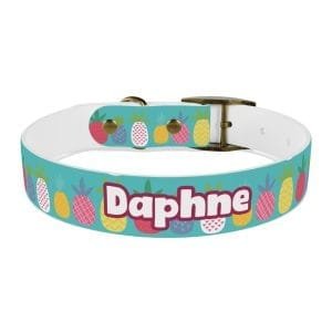 funky pineapples personalized dog collar