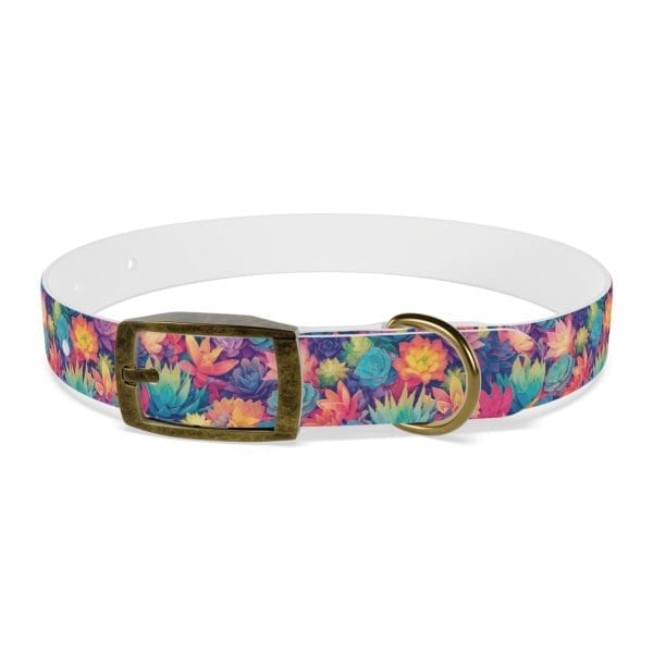 Personalized Pet Dog Collar: Pastel Succulents Available in Four Sizes - Image 5