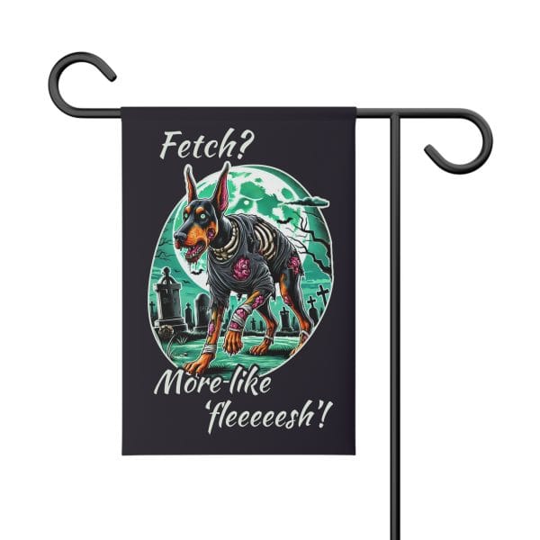 Halloween Garden Banner - Zombie Doberman With Funny Saying - Image 4