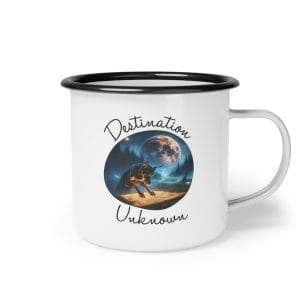 destination unknown enamel camp cup