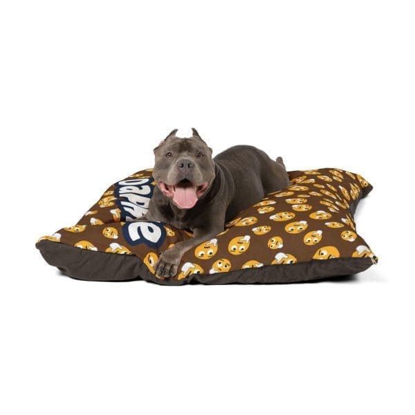 Personalized Emoji Pet Dog Bed Brown Background