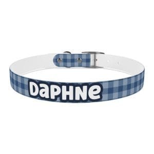 navy plaid personalized dog collar