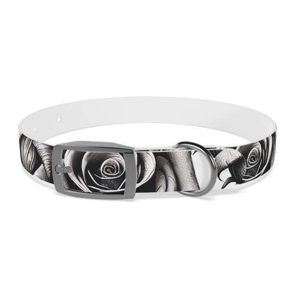 monochrome wild roses personalized dog collar