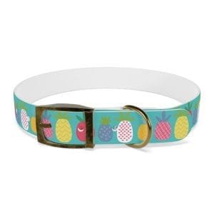 funky pineapples personalized dog collar