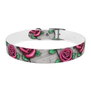 vintage roses personalized dog collar