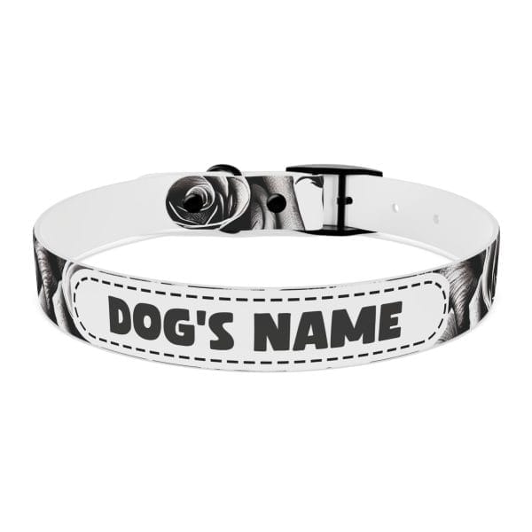 monochrome wild roses personalized dog collar