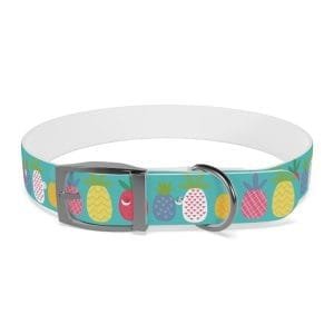 funky pineapples personalized dog collar