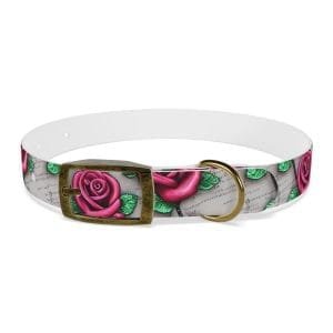 vintage roses personalized dog collar