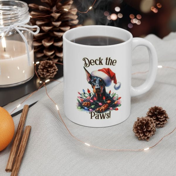 Ceramic Mug: Deck the Paws Holiday Doberman - Perfect Christmas Pet Lover Gift - Image 6