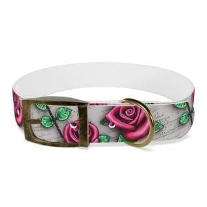 vintage roses personalized dog collar
